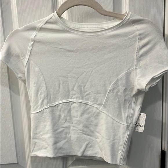 Free People White Fitted Crop Tee Short Sleeve - Picture 1 of 5